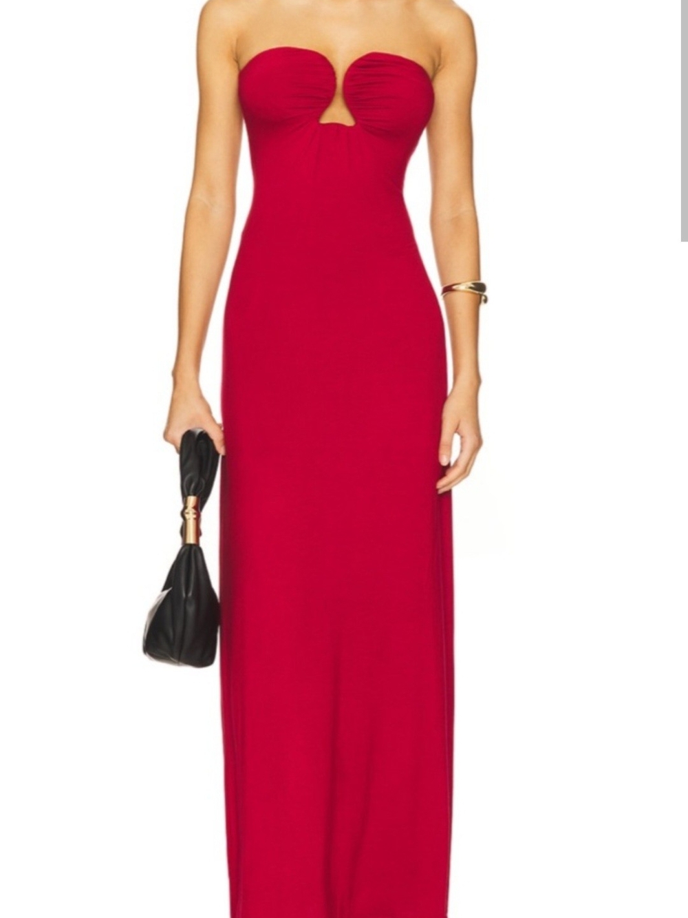 Amanda Uprichard Saldana Strapless Red Maxi Dress with Sweetheart Cutout